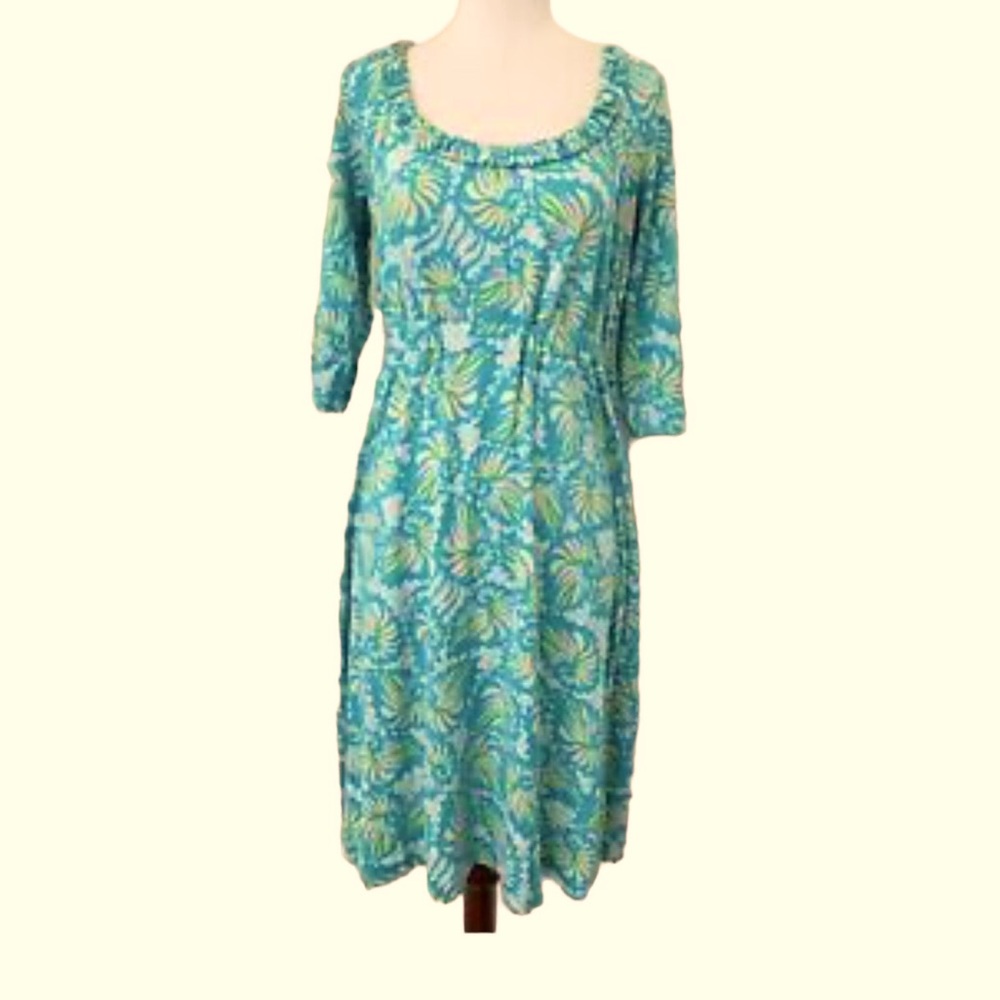 Lilly Pulitzer Floral Blue and Green Dress